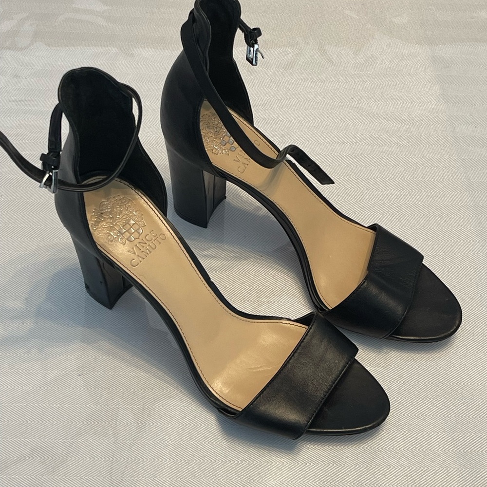 Vince Camuto Black Block Heel Sandals